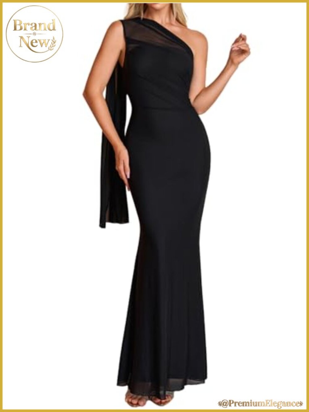 One Shoulder Bodycon Maxi Dress Formal Wedding Guest Gown